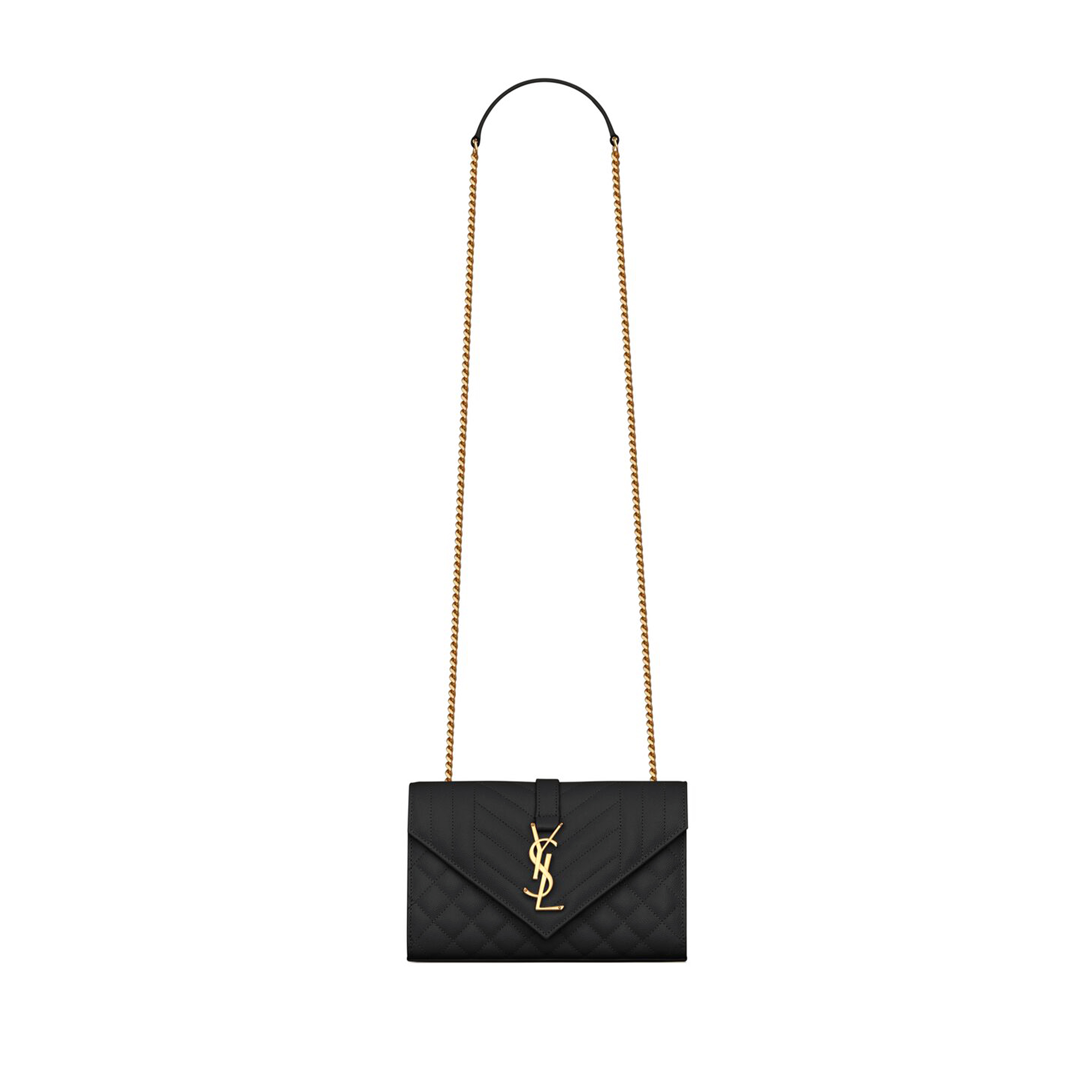 YSL ENVELOPE SMALL IN QUILTED GRAIN DE POUDRE EMBOSSED LEATHER 600195BOW911000 (21*13*6cm)